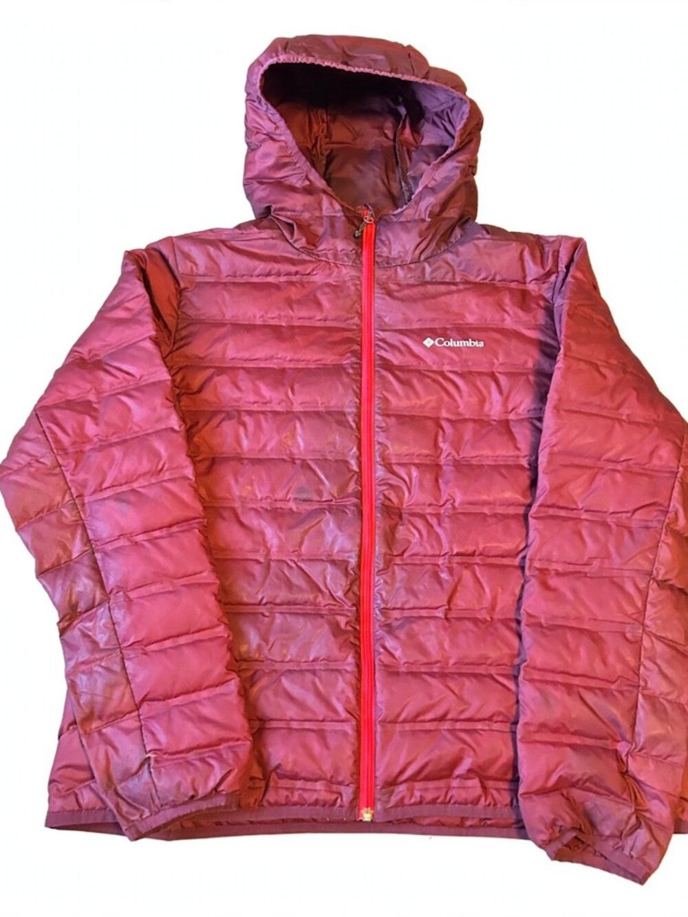 Columbia Men's Hooded Puffer Jacket XL — Burgundy Lightweight